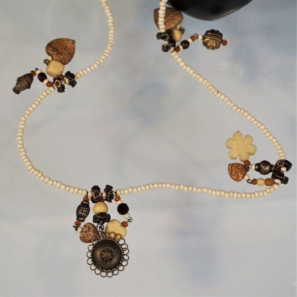 Iris Lane Necklace 1980s Designer Signed One of a Kind Vintage Beach Boho - Picture 2 of 12